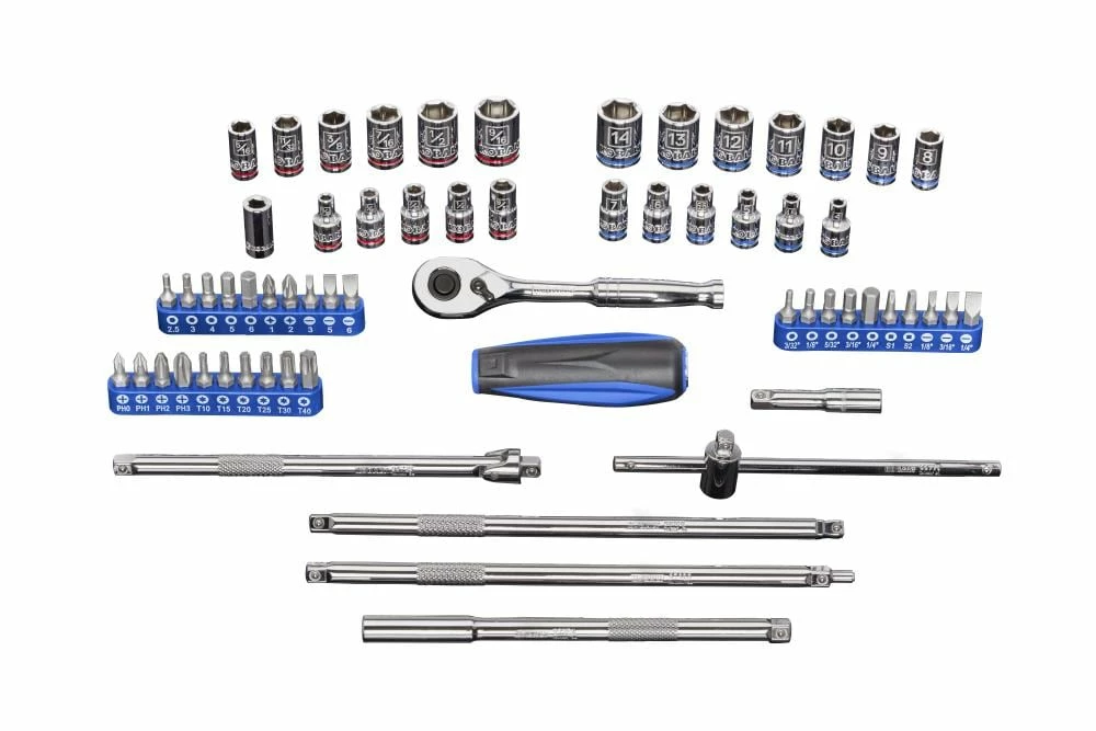 Kobalt Mechanics Tool Sets Specialized Extensions 63-Piece Standard (SAE) and Metric Combination Polished Chrome Mechanics Tool Set (1/4-in) 1 Kobalt Mechanics Tool Sets Specialized Extensions 63-Piece Standard (SAE) and Metric Combination Polished Chrome Mechanics Tool Set (1/4-in)