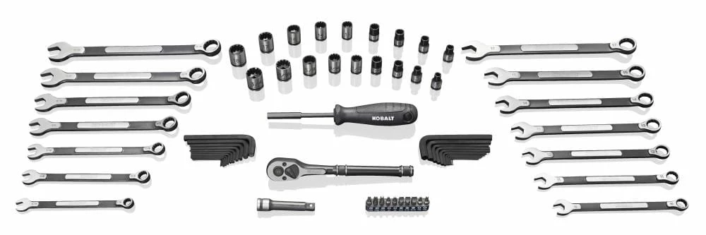 Kobalt Mechanics Tool Sets Universal 67-Piece Standard (SAE) and Metric Combination Matte Mechanics Tool Set (3/8-in) 1 Kobalt Mechanics Tool Sets Universal 67-Piece Standard (SAE) and Metric Combination Matte Mechanics Tool Set (3/8-in)