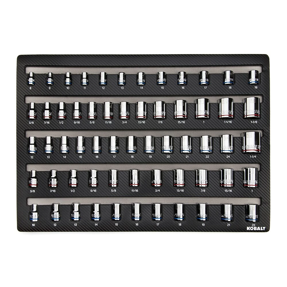 Kobalt Mechanics Tool Sets 300-Piece Standard (SAE) and Metric Combination Polished Chrome Mechanics Tool Set (1/4-in; 3/8-in) 6 Kobalt Mechanics Tool Sets 300-Piece Standard (SAE) and Metric Combination Polished Chrome Mechanics Tool Set (1/4-in; 3/8-in) - Image 6