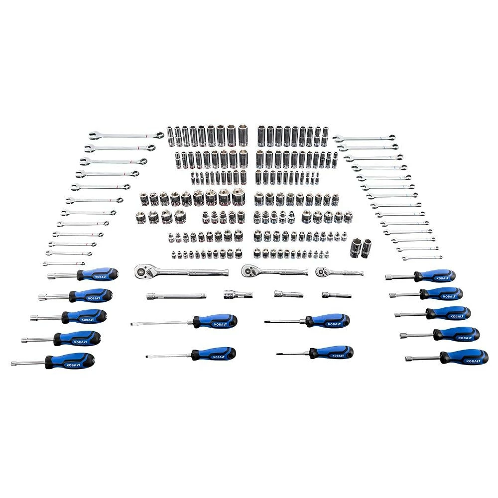Kobalt Mechanics Tool Sets 189-Piece Standard (SAE) and Metric Combination Polished Chrome Mechanics Tool Set (1/4-in; 3/8-in) 1 Kobalt Mechanics Tool Sets 189-Piece Standard (SAE) and Metric Combination Polished Chrome Mechanics Tool Set (1/4-in; 3/8-in)