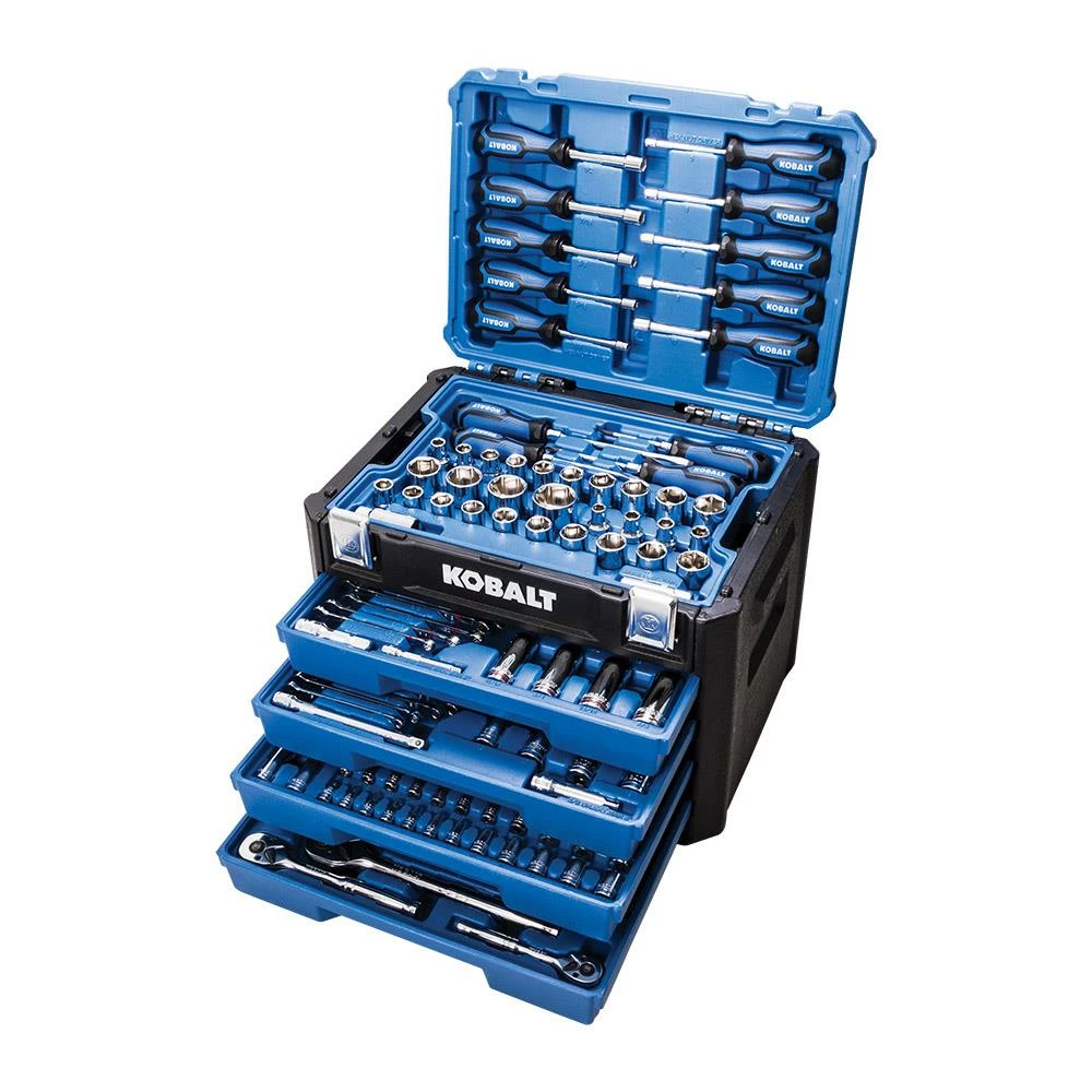 Kobalt Mechanics Tool Sets 189-Piece Standard (SAE) and Metric Combination Polished Chrome Mechanics Tool Set (1/4-in; 3/8-in) 2 Kobalt Mechanics Tool Sets 189-Piece Standard (SAE) and Metric Combination Polished Chrome Mechanics Tool Set (1/4-in; 3/8-in) - Image 2