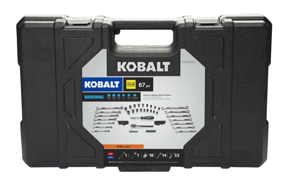 Kobalt Mechanics Tool Sets Universal 67-Piece Standard (SAE) and Metric Combination Matte Mechanics Tool Set (3/8-in) 6 Kobalt Mechanics Tool Sets Universal 67-Piece Standard (SAE) and Metric Combination Matte Mechanics Tool Set (3/8-in) - Image 6