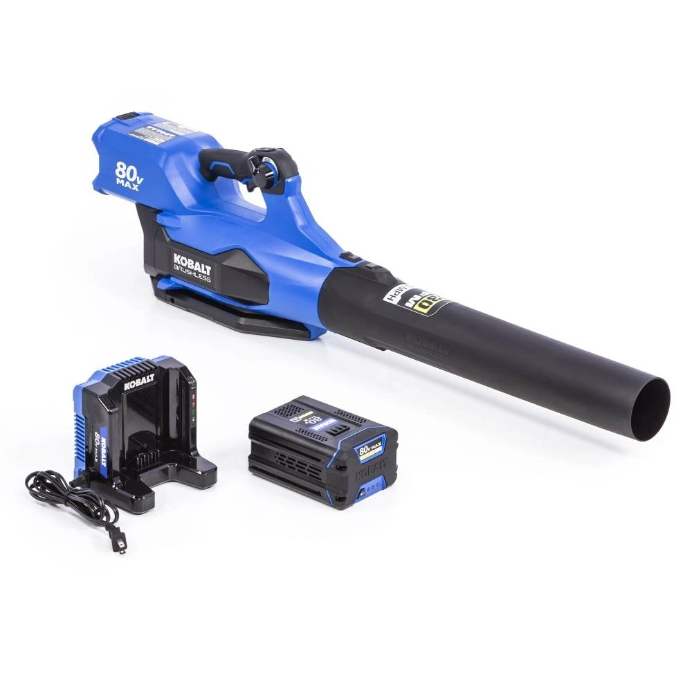 Kobalt Cordless Electric Leaf Blowers 80-volt Max 630-CFM Brushless Handheld Cordless Electric Leaf Blower 2.5 Ah (Battery & Charger Included) 1 Kobalt Cordless Electric Leaf Blowers 80-volt Max 630-CFM Brushless Handheld Cordless Electric Leaf Blower 2.5 Ah (Battery & Charger Included)