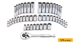 Kobalt Mechanics Tool Sets 129-Piece Standard (SAE) and Metric Combination Polished Chrome Mechanics Tool Set (1/4-in; 3/8-in) -Kobalt Sales Shop 09935437