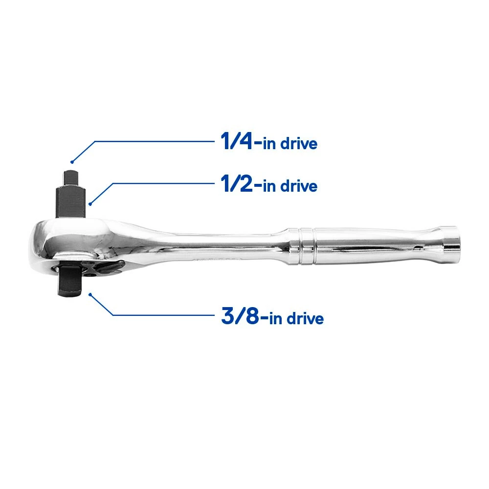 Kobalt Mechanics Tool Sets 64-Piece Standard (SAE) and Metric Combination Polished Chrome Mechanics Tool Set (1/4-in; 3/8-in; 1/2-in;) 4 Kobalt Mechanics Tool Sets 64-Piece Standard (SAE) and Metric Combination Polished Chrome Mechanics Tool Set (1/4-in; 3/8-in; 1/2-in;) - Image 4