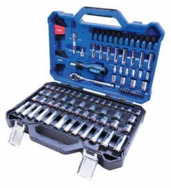 Kobalt Mechanics Tool Sets 118-Piece Standard (SAE) and Metric Combination Polished Chrome Mechanics Tool Set (3/8-in;)