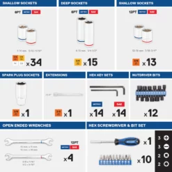 Kobalt Mechanics Tool Sets 129-Piece Standard (SAE) and Metric Combination Polished Chrome Mechanics Tool Set (1/4-in; 3/8-in) -Kobalt Sales Shop 17783414 scaled