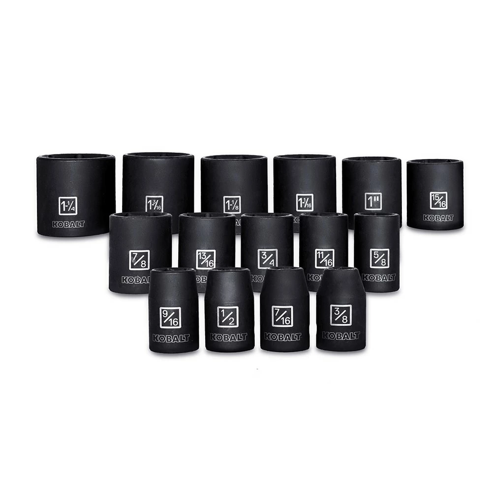 Kobalt Impact Sockets & Impact Socket Sets 15-Piece Standard (SAE) 1/2-in Drive 6-Point Impact Socket Set 1 Kobalt Impact Sockets & Impact Socket Sets 15-Piece Standard (SAE) 1/2-in Drive 6-Point Impact Socket Set