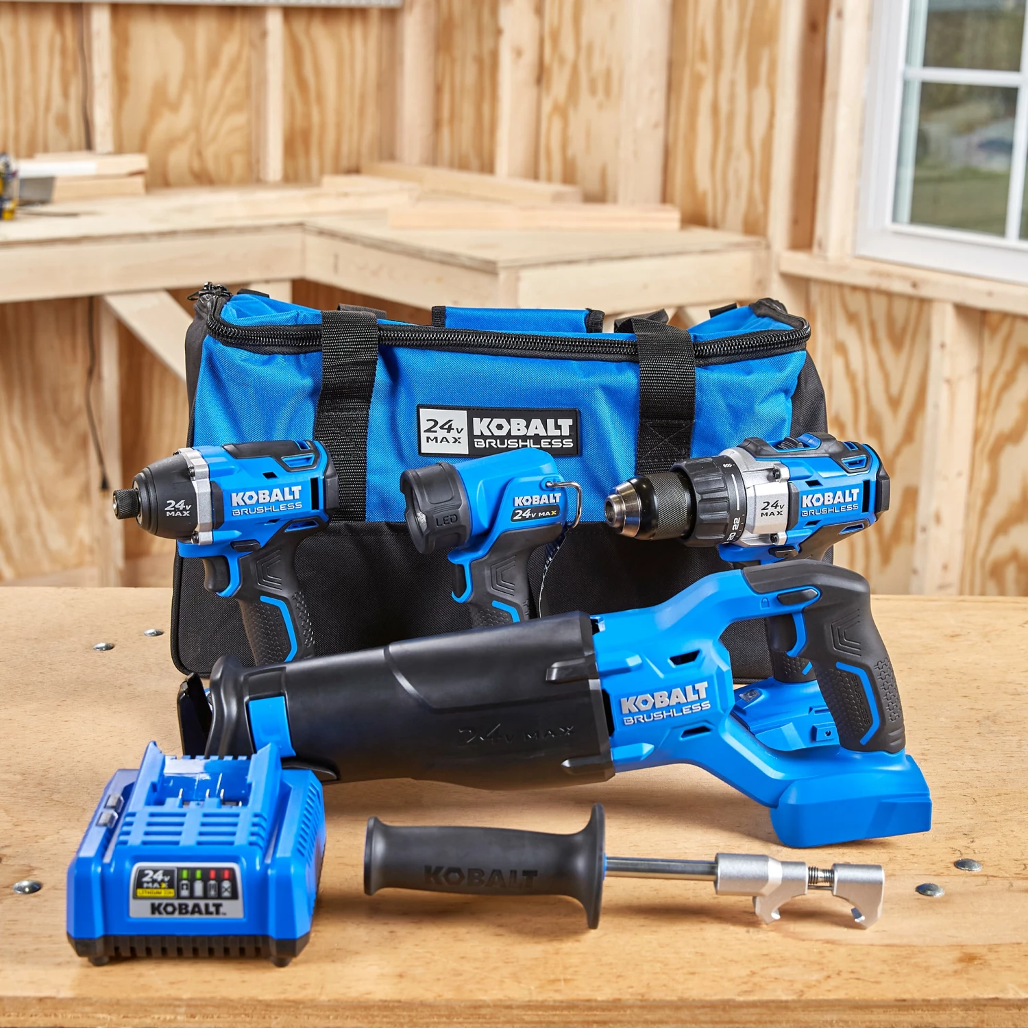 Kobalt Power Tool Combo Kits 4-Tool 24-Volt Max Brushless Power Tool Combo Kit with Soft Case (1-Battery Included and Charger Included) 8 Kobalt Power Tool Combo Kits 4-Tool 24-Volt Max Brushless Power Tool Combo Kit with Soft Case (1-Battery Included and Charger Included) - Image 8