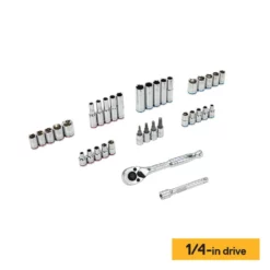 Kobalt Mechanics Tool Sets 154-Piece Standard (SAE) and Metric Combination Polished Chrome Mechanics Tool Set (1/4-in; 3/8-in) -Kobalt Sales Shop 42182652