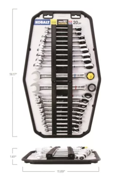 Kobalt Ratchet Wrenches & Sets In Tray with Removable Rails 20-Piece Set 12-Point Standard (SAE) and Metric Combination Ratchet Wrench Set 21 Kobalt Ratchet Wrenches & Sets In Tray with Removable Rails 20-Piece Set 12-Point Standard (SAE) and Metric Combination Ratchet Wrench Set -Kobalt Sales Shop 42336145