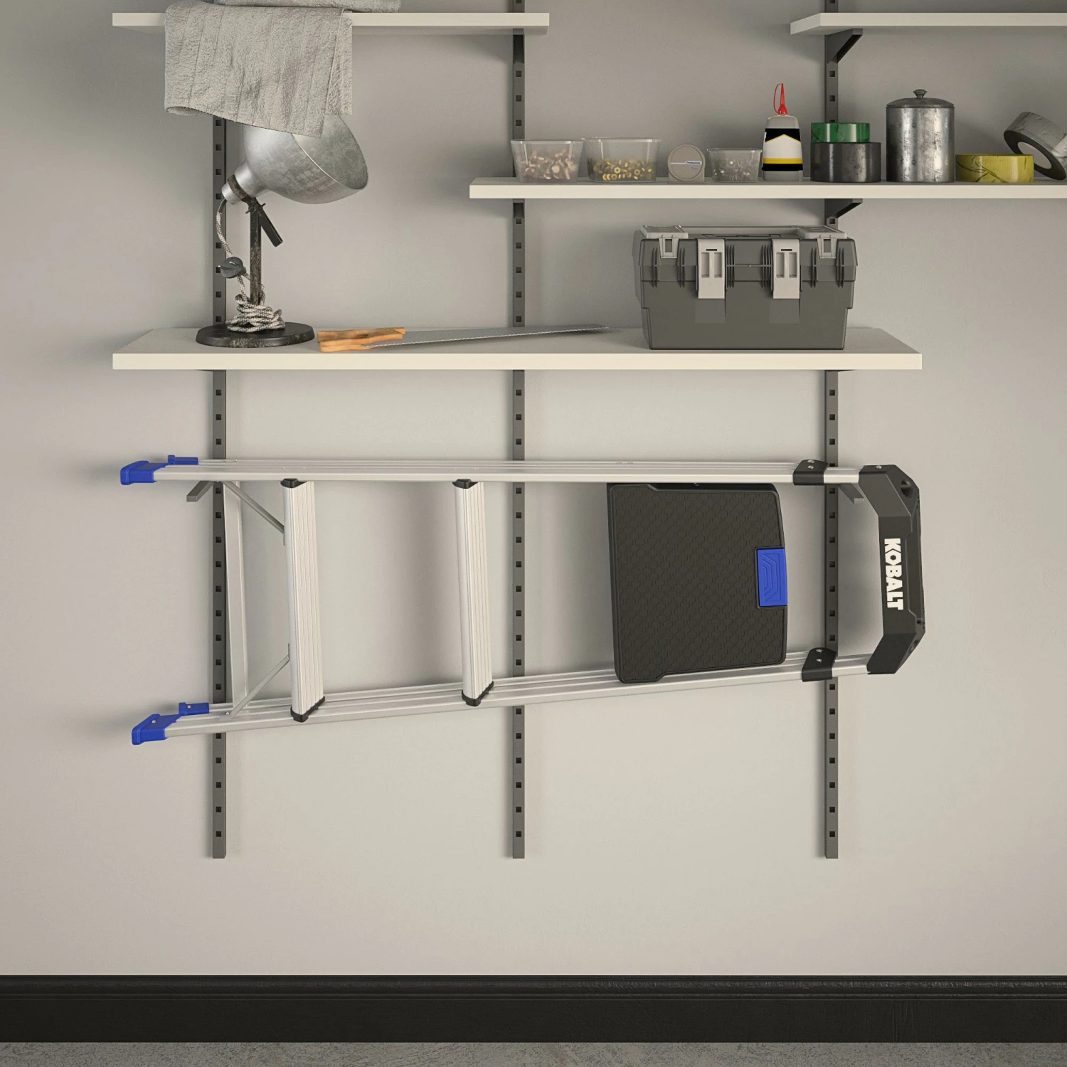 Kobalt Step Stools 3-Step 250-lb Capacity Aluminum Foldable Step Stool 7 Kobalt Step Stools 3-Step 250-lb Capacity Aluminum Foldable Step Stool - Image 7