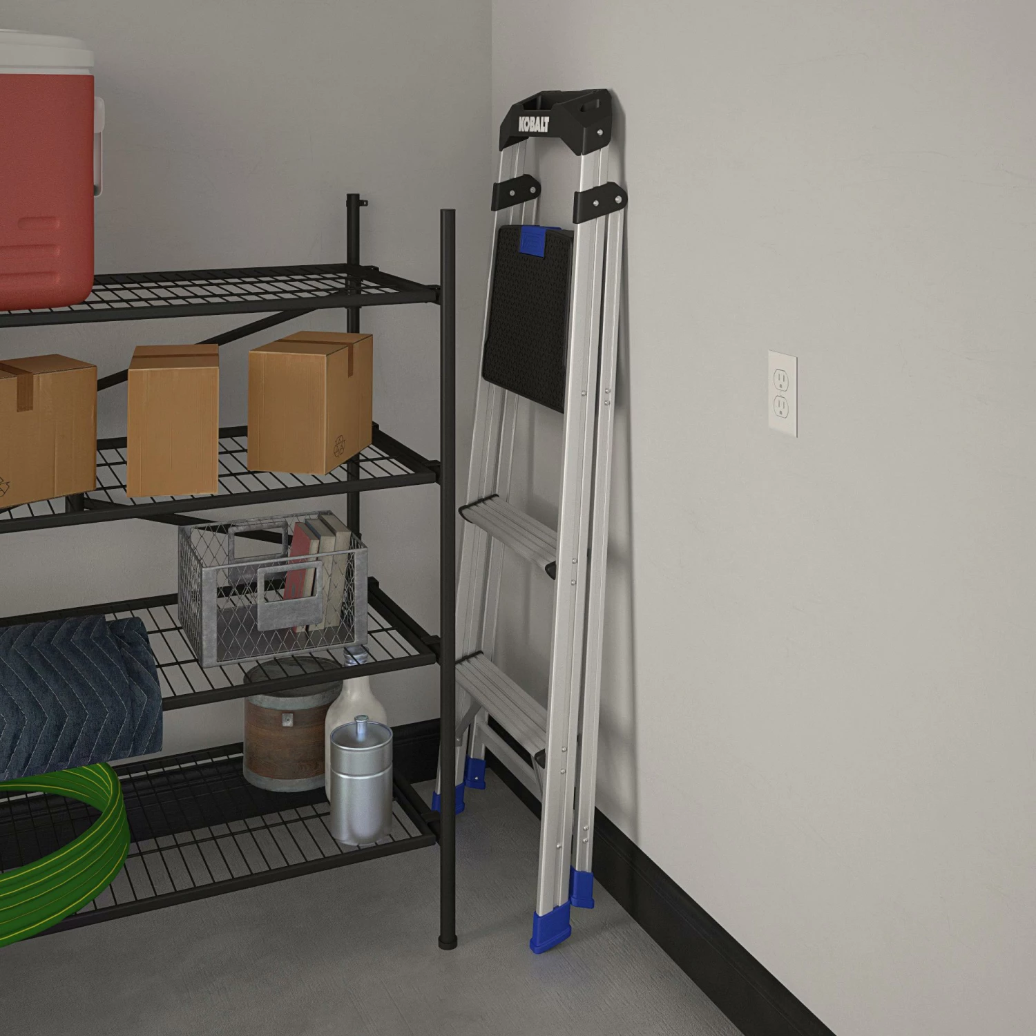 Kobalt Step Stools 3-Step 250-lb Capacity Aluminum Foldable Step Stool 8 Kobalt Step Stools 3-Step 250-lb Capacity Aluminum Foldable Step Stool - Image 8