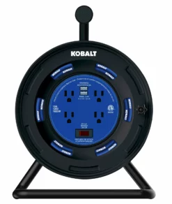 Kobalt Extension Cord Accessories 4-Outlet KOBALT Black/Blue Cord Reel 2-USB w/80ft 14/3 SJTW Ext Cord
