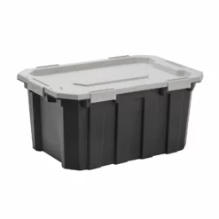 Kobalt Plastic Storage Totes X-large 24-Gallon (96-Quart) Grey Tote Latching Lid