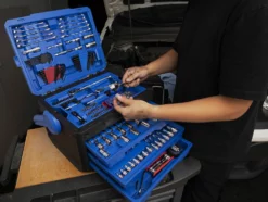 Kobalt Mechanics Tool Sets 243-Piece Standard (SAE) and Metric Combination Polished Chrome Mechanics Tool Set (1/4-in; 3/8-in) -Kobalt Sales Shop 44474240 scaled
